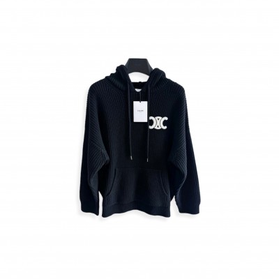 CELINE HOODED SWEATER IN RIBBED WOOL RY0FV0ZTQ.08GC CELINE HOODED SWEATER IN RIBBED WOOL RY0FV0ZTQ.08GC